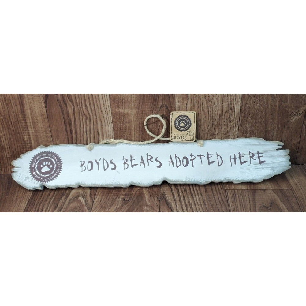 Boyds Bears Adopted Here Hanging Wall Sign Boyds Collection 22"x3.5"